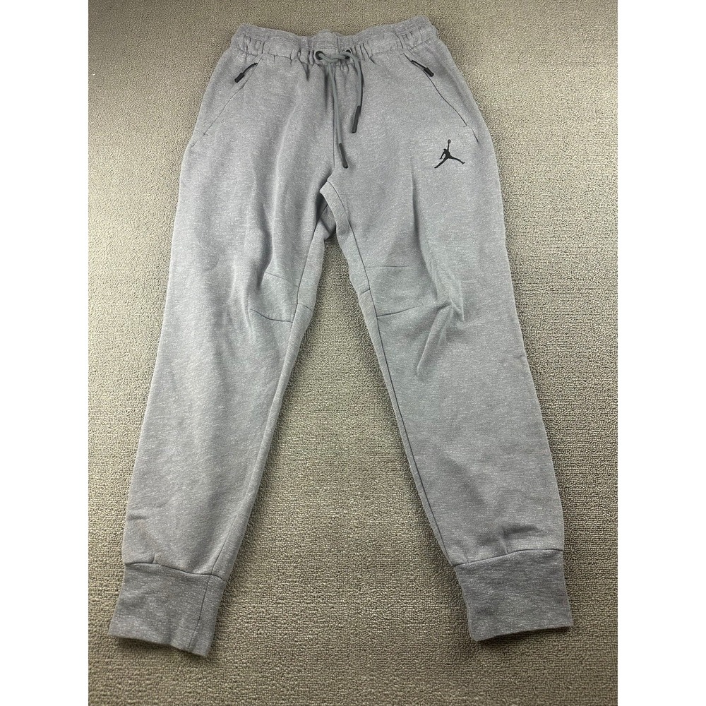 Jordan Jogger Pants Men L Gray Regular Zip Pocket Jumpman Streetwear Sporty